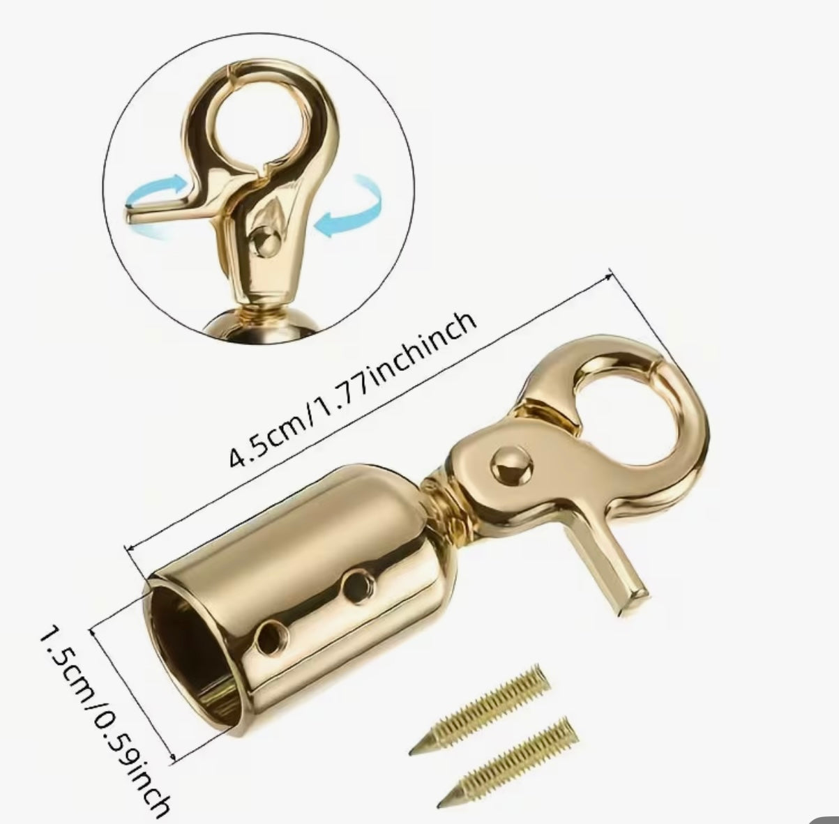 Set di 2 moschettoni per borse con chiusura a vite regolabile